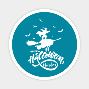 Happy Halloween Beauty Witch Flying Broom Magnet